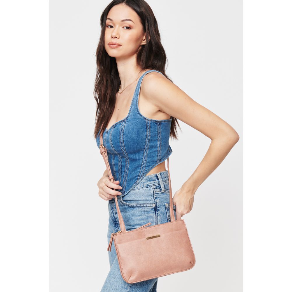 Woman wearing Blush Urban Expressions Wyatt Crossbody 840611108739 View 1 | Blush