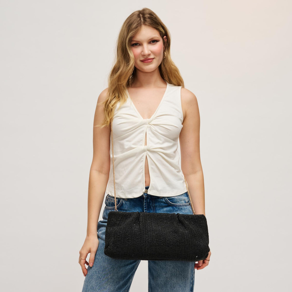 Woman wearing Black Urban Expressions Franny - Seasonal Clutch 840504208508 View 3 | Black