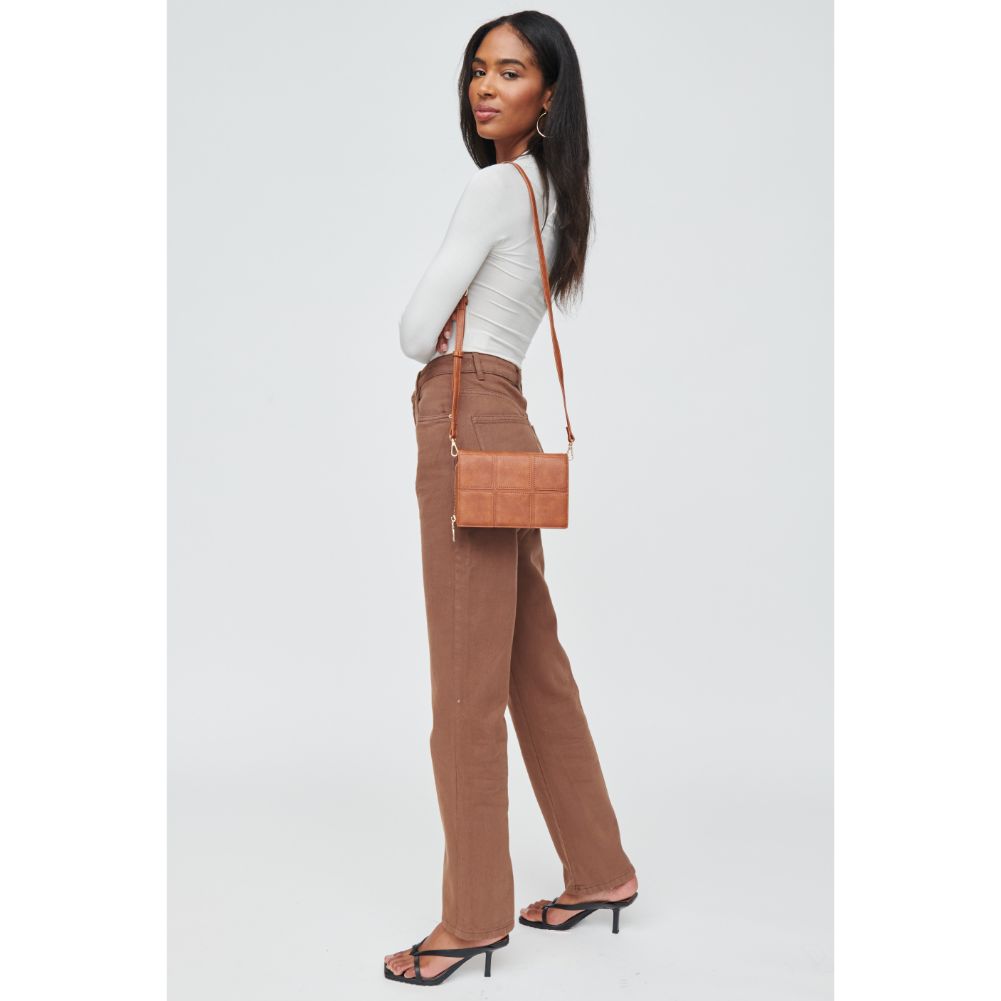 Woman wearing Cognac Urban Expressions Raelynn Crossbody 840611104007 View 3 | Cognac