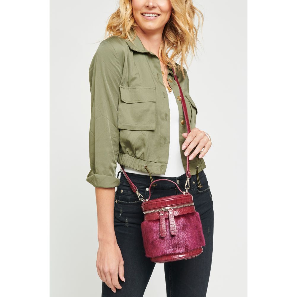 Woman wearing Burgundy Urban Expressions Fonda Crossbody NA-840611153999 View 1 | Burgundy