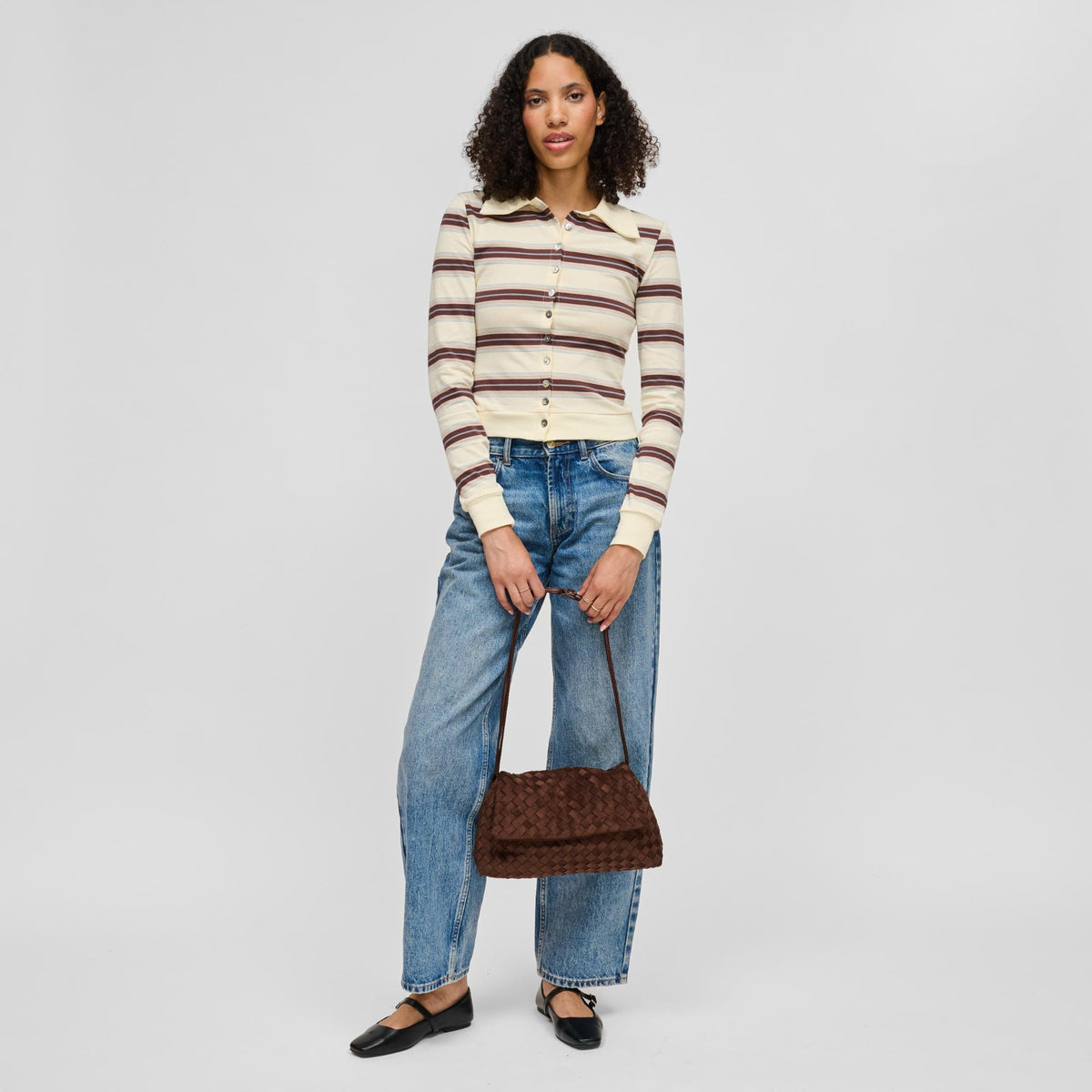 Woman wearing Chocolate Urban Expressions Salem Crossbody 840504214677 View 4 | Chocolate