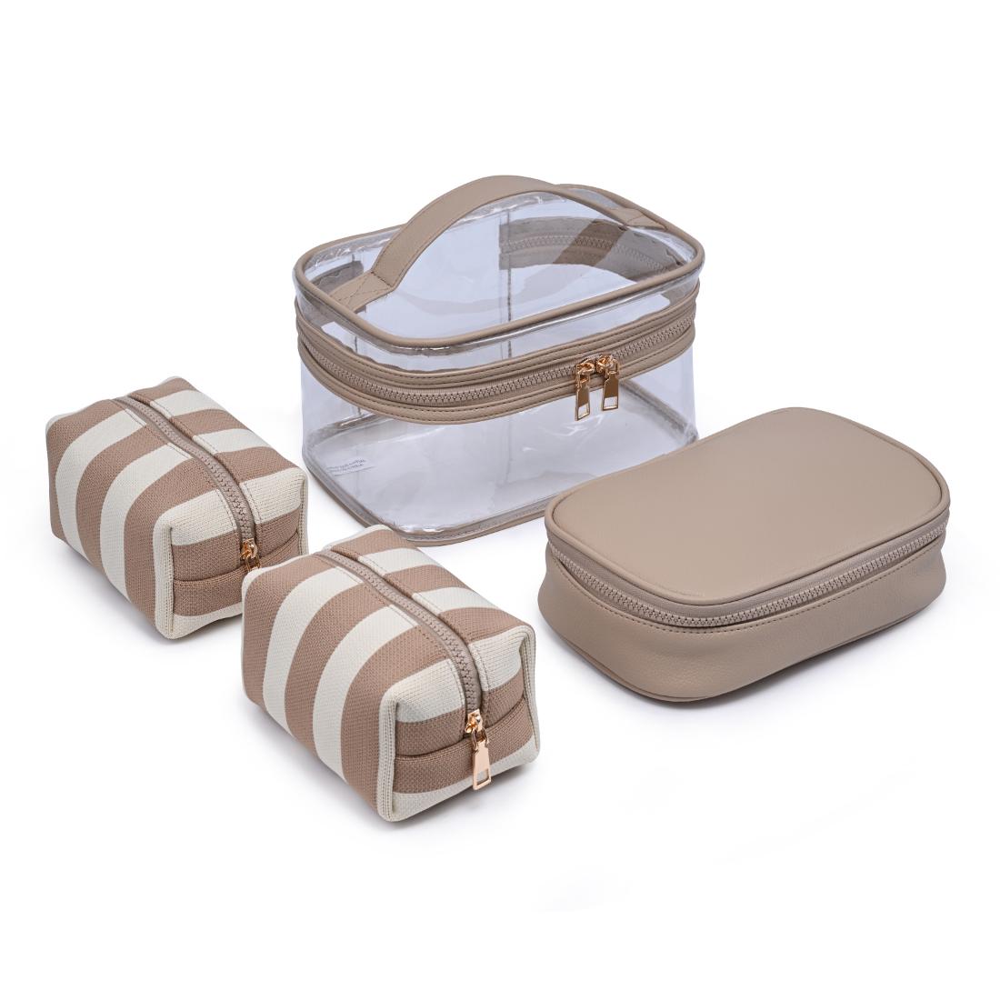 Woman wearing Natural Ivory Urban Essentials Essential Stripes - 4 Piece Train Case Set 840504215681 View 1 | Natural Ivory