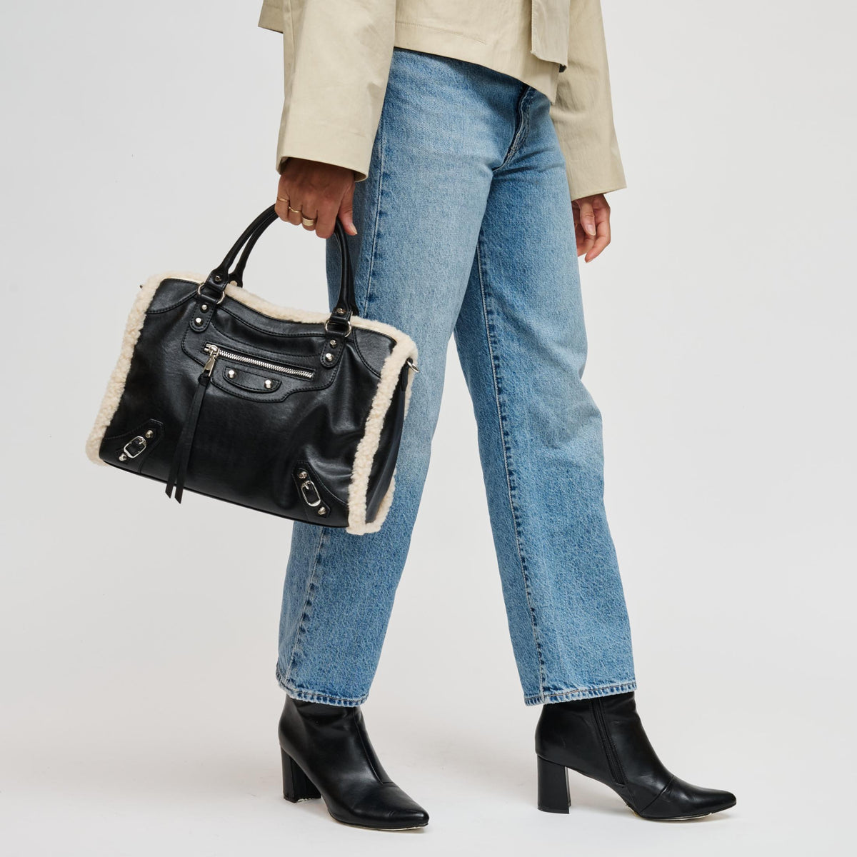 Woman wearing Black Urban Expressions Seraphina Satchel 840504211935 View 3 | Black