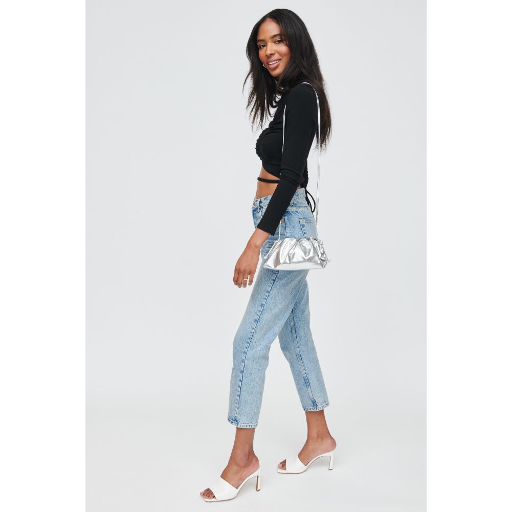 Woman wearing Silver Urban Expressions Monica Crossbody 840611104922 View 4 | Silver