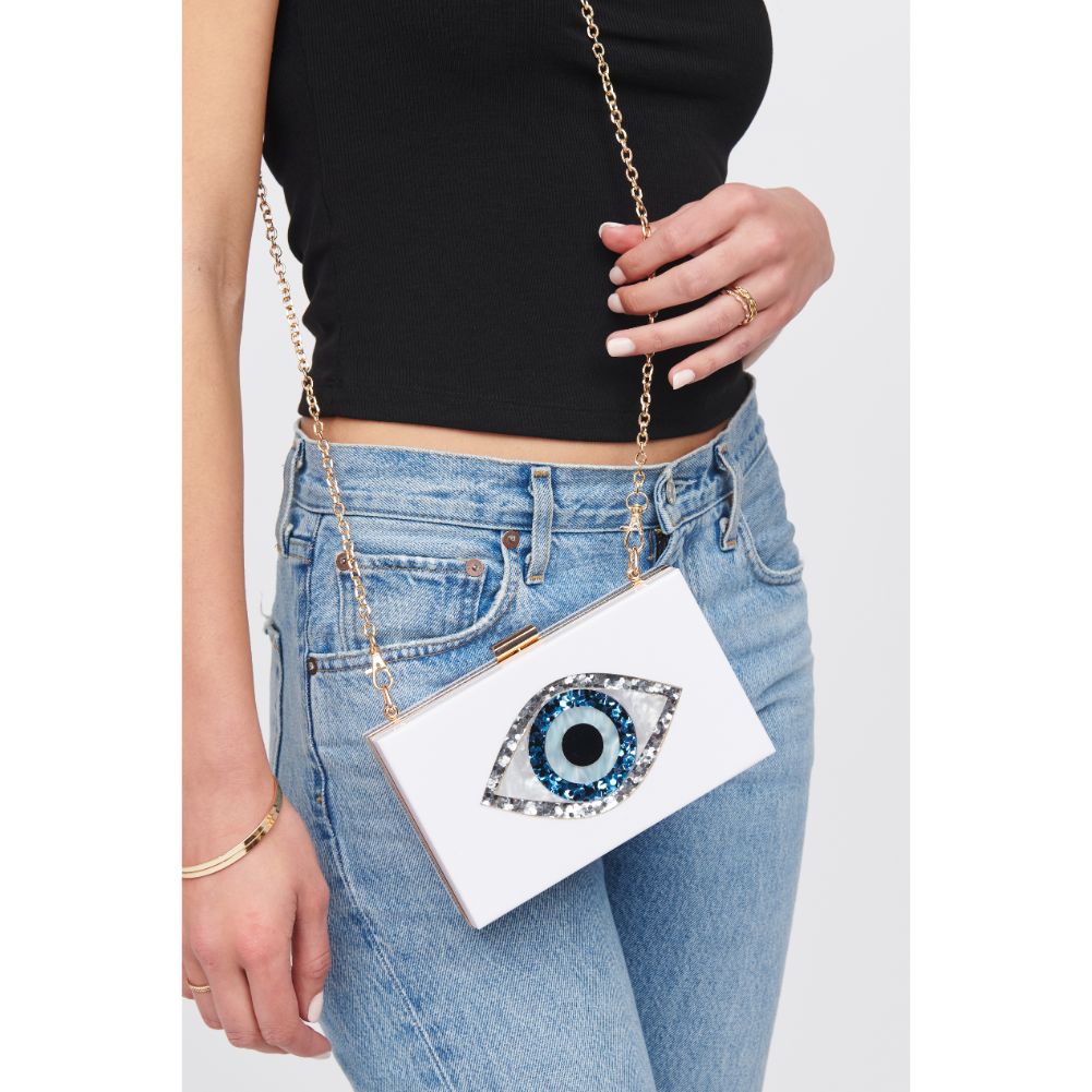 Woman wearing White Urban Expressions Clarissa Minaudiere 818209015943 View 1 | White
