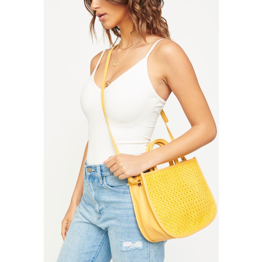 Woman wearing Mustard Urban Expressions Carmen Crossbody 840611169426 View 1 | Mustard