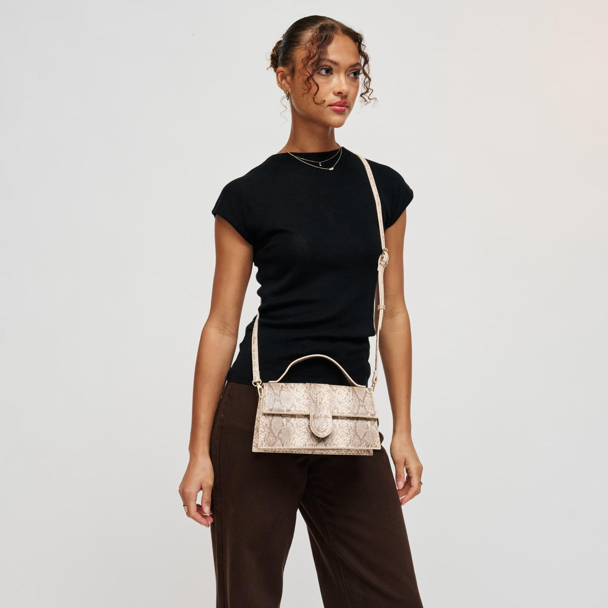 Woman wearing Natural Urban Expressions Violet - Snake Crossbody 840504210167 View 2 | Natural
