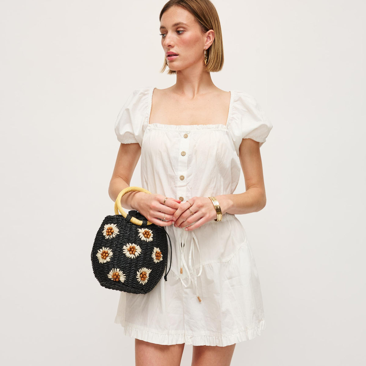 Woman wearing Black Urban Expressions Emaline Satchel 840611148179 View 2 | Black