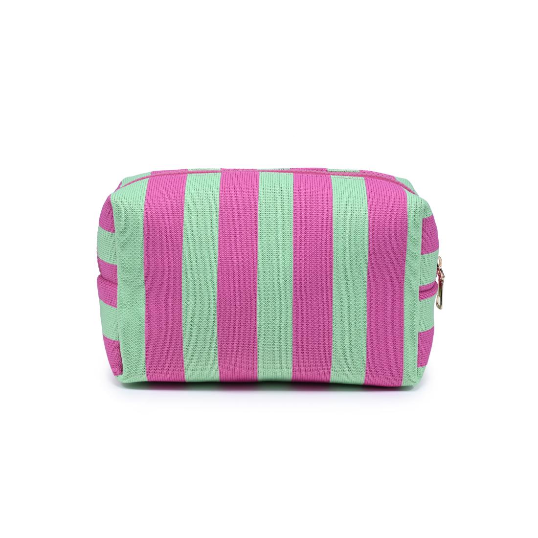 Urban Essentials Essential Stripe Cosmetic & Travel Organizer Pouch 840504207433 View 7 | Mint Pink