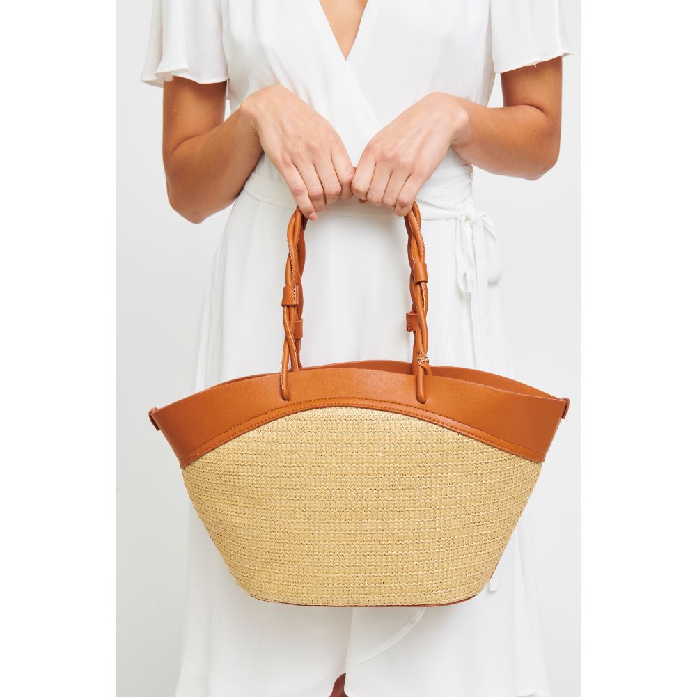 Woman wearing Beige Urban Expressions Cyprus Tote 840611181541 View 4 | Beige