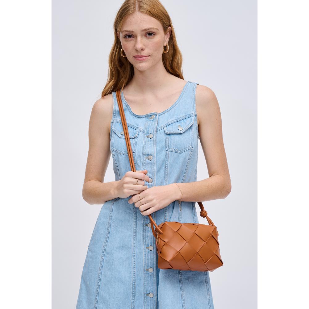 Woman wearing Tan Urban Expressions Kennedy Crossbody 840611126733 View 2 | Tan