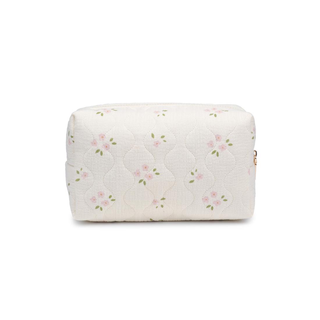Woman wearing Pink Rose Urban Expressions Quilted Keeper Cosmetic & Travel Organizer Pouch 840611195425 View 7 | Pink Rose