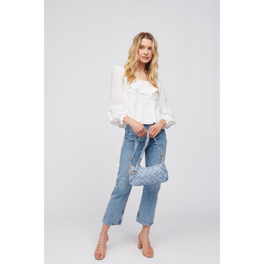 Woman wearing Ocean Urban Expressions Paulette Baguette 818209016469 View 3 | Ocean