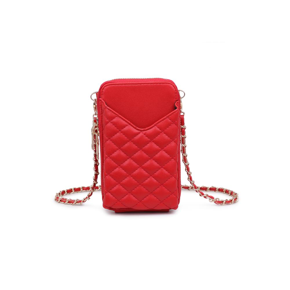 Woman wearing Red Urban Expressions Bodie Cell Phone Crossbody 840611123367 View 5 | Red