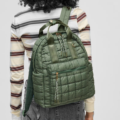 Woman wearing Olive Urban Expressions Smith Backpack 840504214608 View 1 | Olive