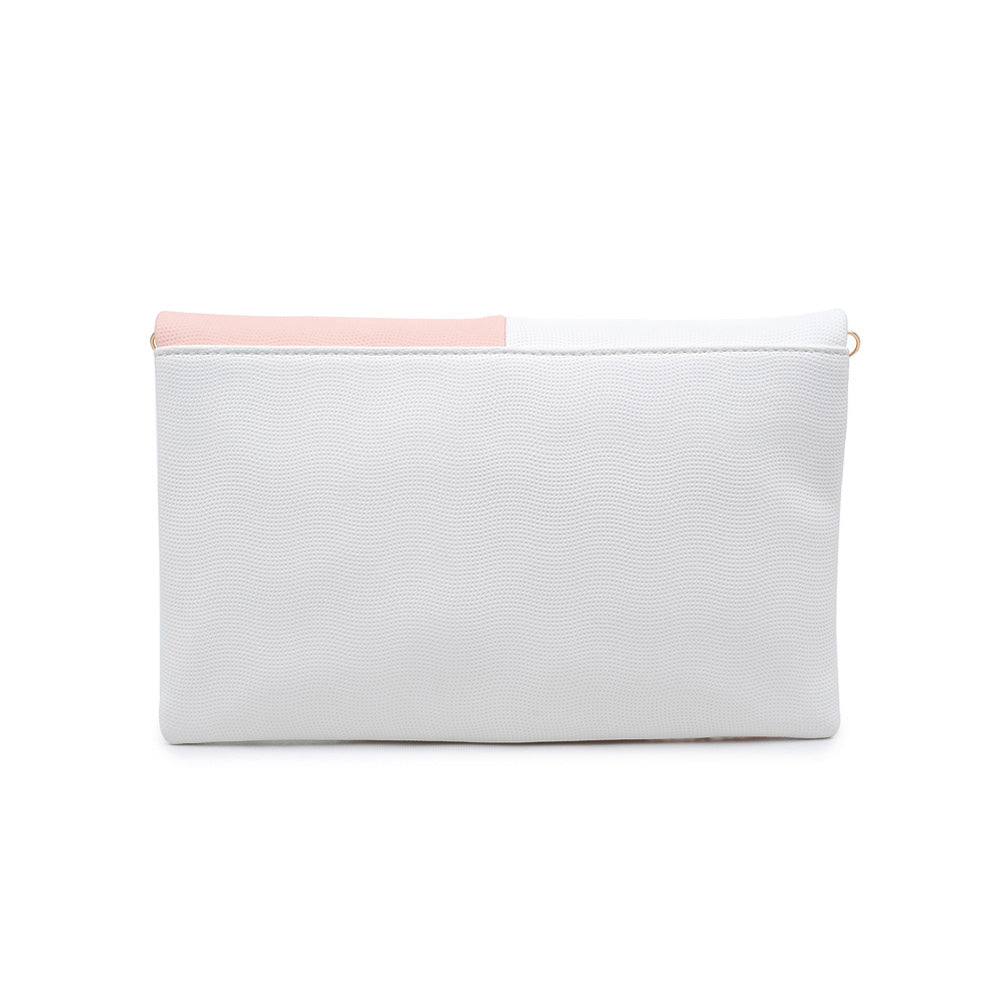 Woman wearing White Pink Urban Expressions Soraya Clutch NA-840611146786 View 7 | White Pink