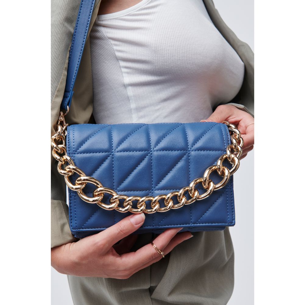 Woman wearing Denim Urban Expressions Alani Crossbody 818209011471 View 2 | Denim