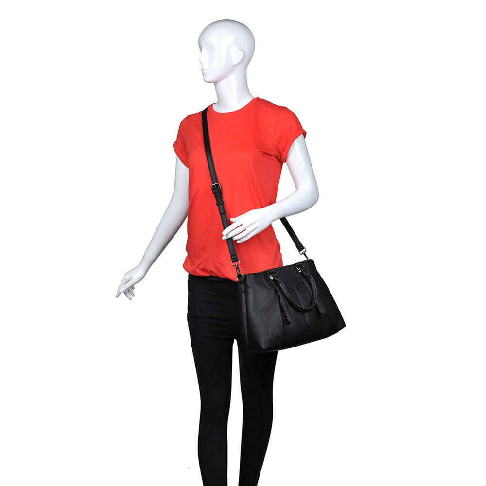 Woman wearing Black Urban Expressions Austin Satchel NA-840611150547 View 2 | Black