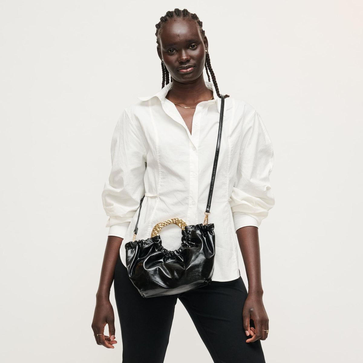 Woman wearing Black Urban Expressions Myles Crossbody 840504204708 View 3 | Black