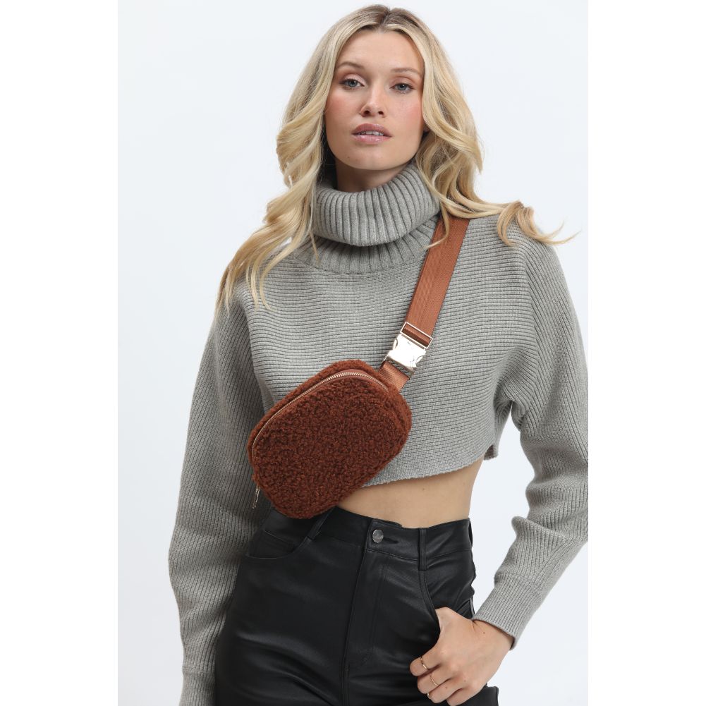 Woman wearing Black Urban Expressions Santi Belt Bag 840611190437 View 1 | Black