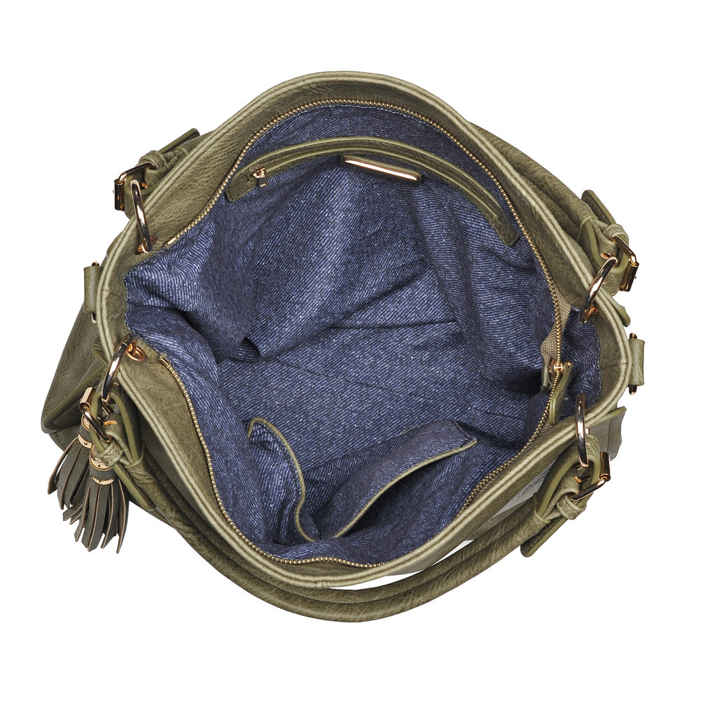 Product Image of Urban Expressions Finley Pebble Satchel NA-840611155276 View 4 | Olive