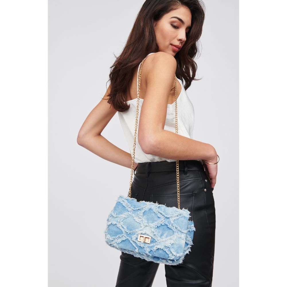 Woman wearing Denim Urban Expressions Arabella Crossbody 818209017053 View 2 | Denim