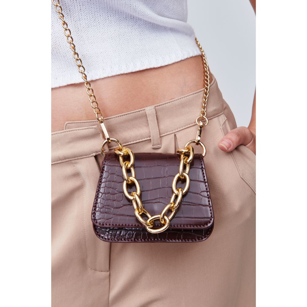 Woman wearing Chocolate Urban Expressions Alesha Mini Bag 818209011136 View 1 | Chocolate