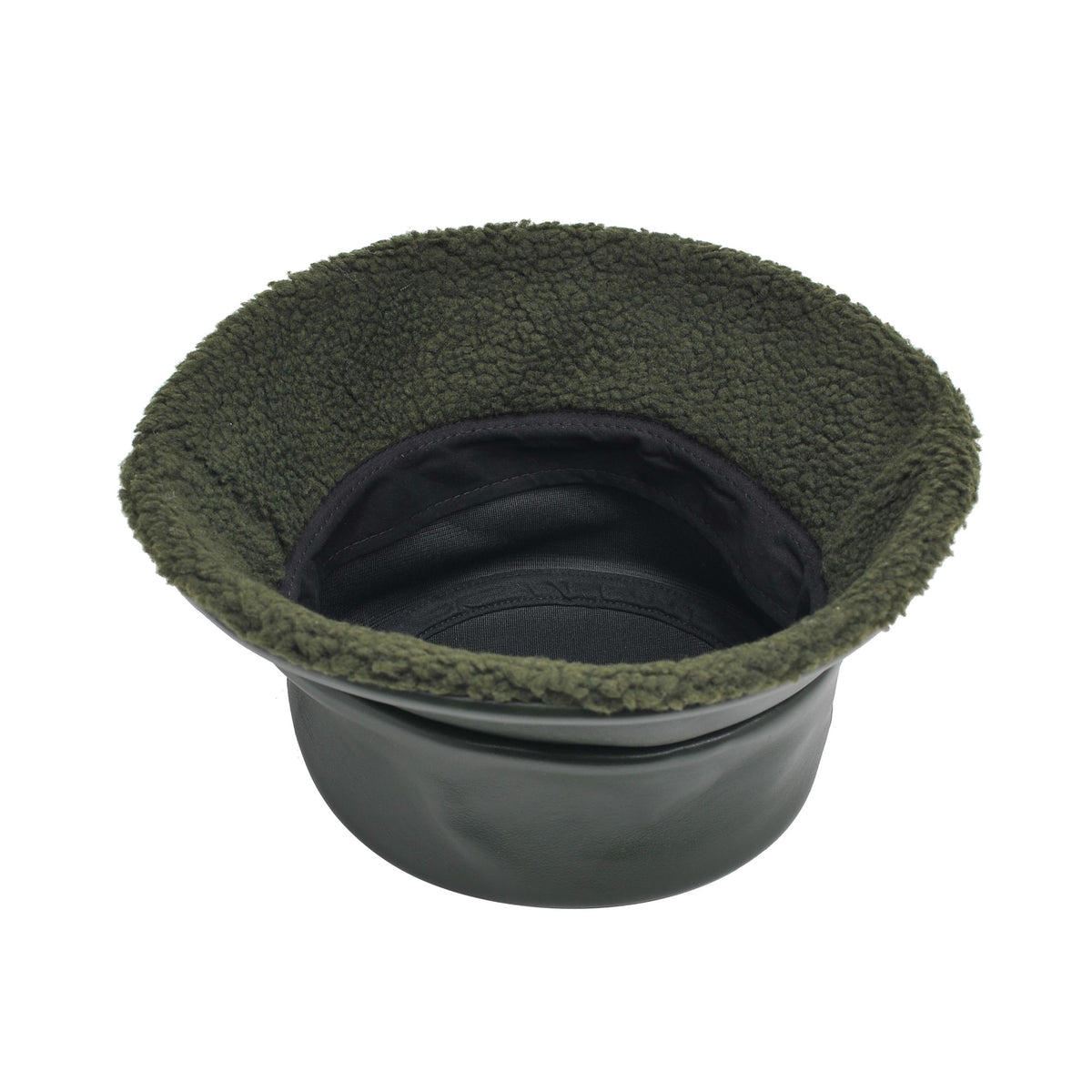Product Image of Urban Expressions Shearling Trim Bucket Hat Bucket Hat 818209014694 View 8 | Olive