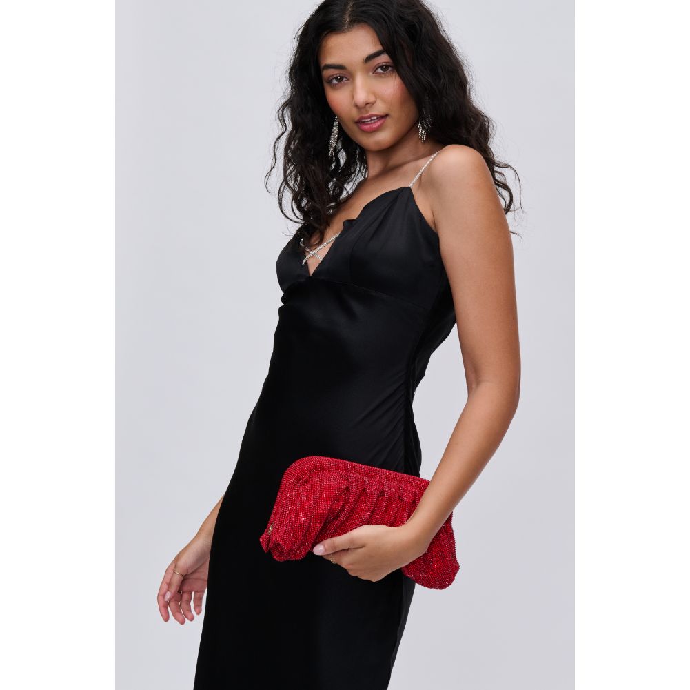Woman wearing Red Urban Expressions Irina Evening Bag 840611109408 View 1 | Red