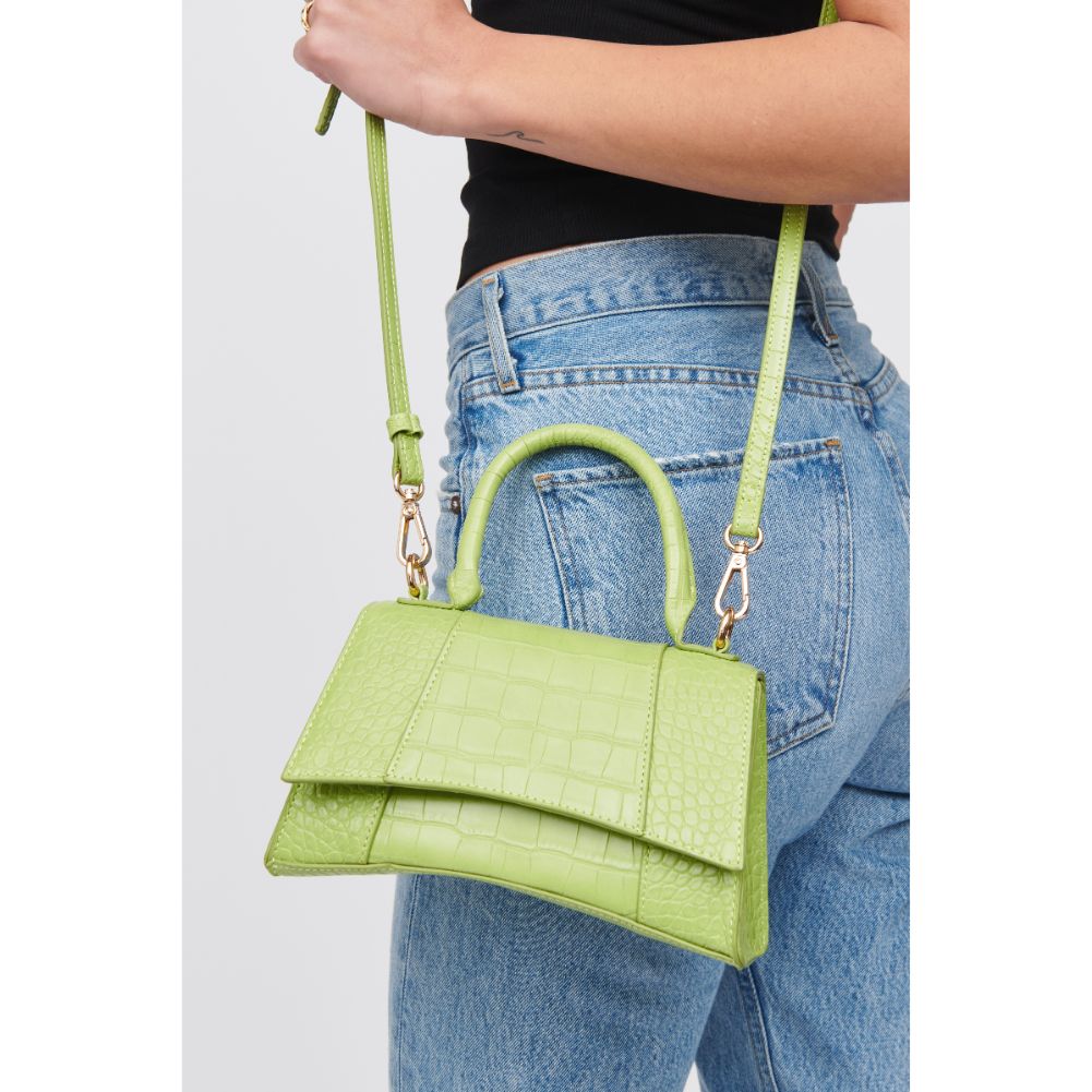 Woman wearing Lime Urban Expressions Lucas - Croco Crossbody 818209018425 View 1 | Lime