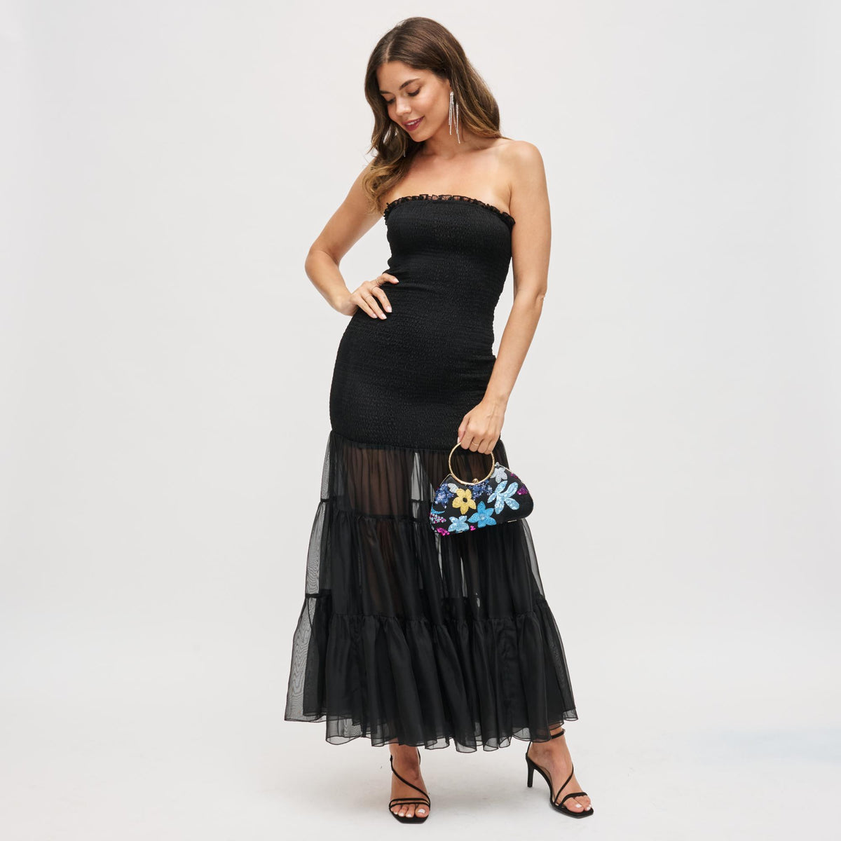 Woman wearing Black Multi Urban Expressions Phoebe Evening Bag 840611199454 View 2 | Black Multi