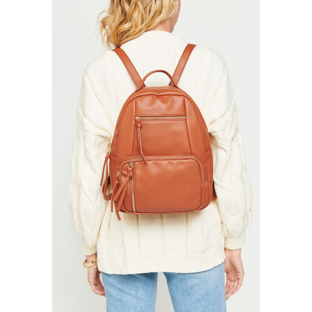 Woman wearing Cognac Urban Expressions Preston Backpack 840611175281 View 1 | Cognac