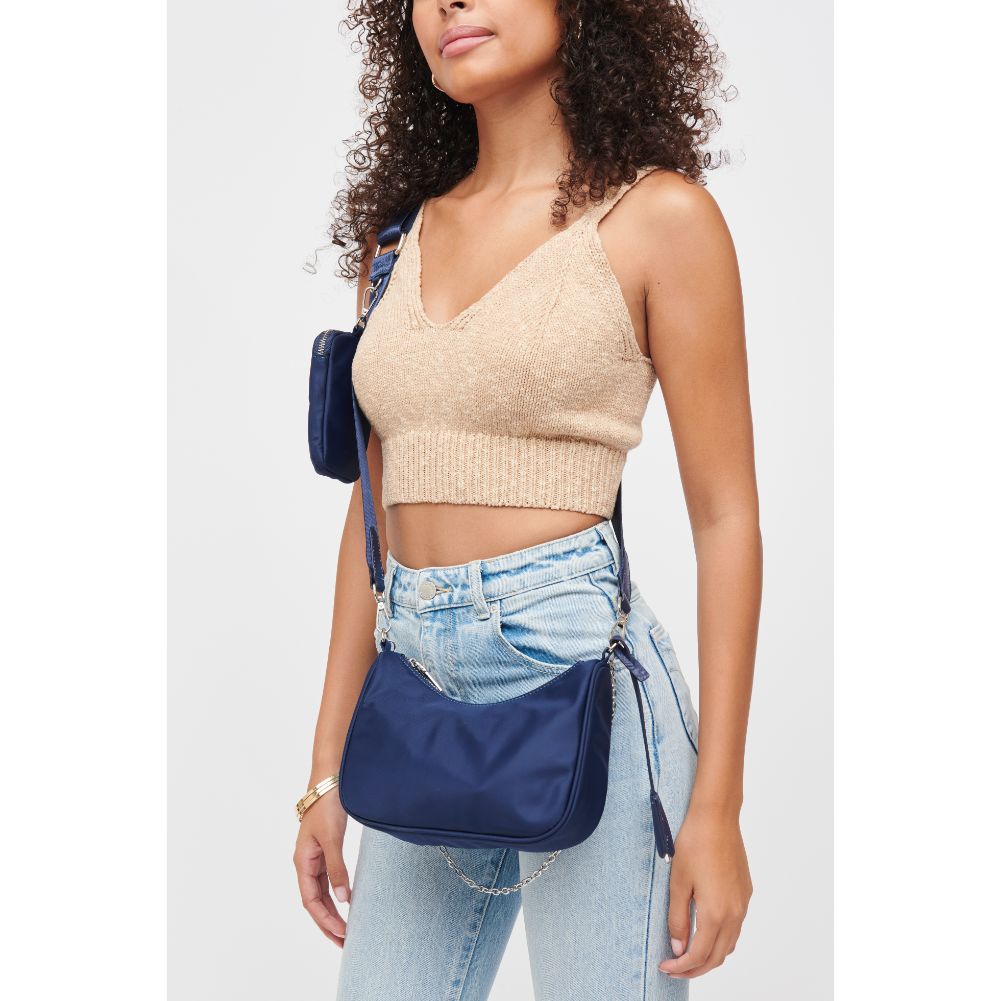 Woman wearing Midnight Urban Expressions Joss - Nylon Crossbody 840611184184 View 1 | Midnight