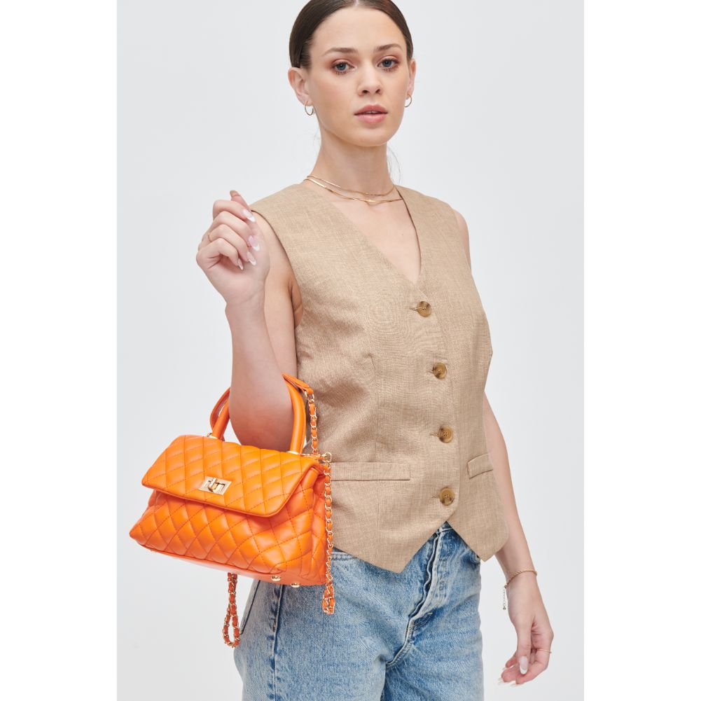 Woman wearing Tangerine Urban Expressions Cordelia - Quilted Crossbody 840611106346 View 4 | Tangerine
