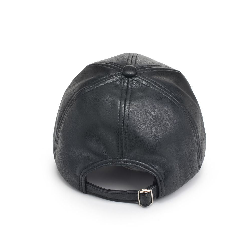 Product Image of Urban Expressions Vegan Leather Baseball Hat Baseball Cap 818209014748 View 7 | Black