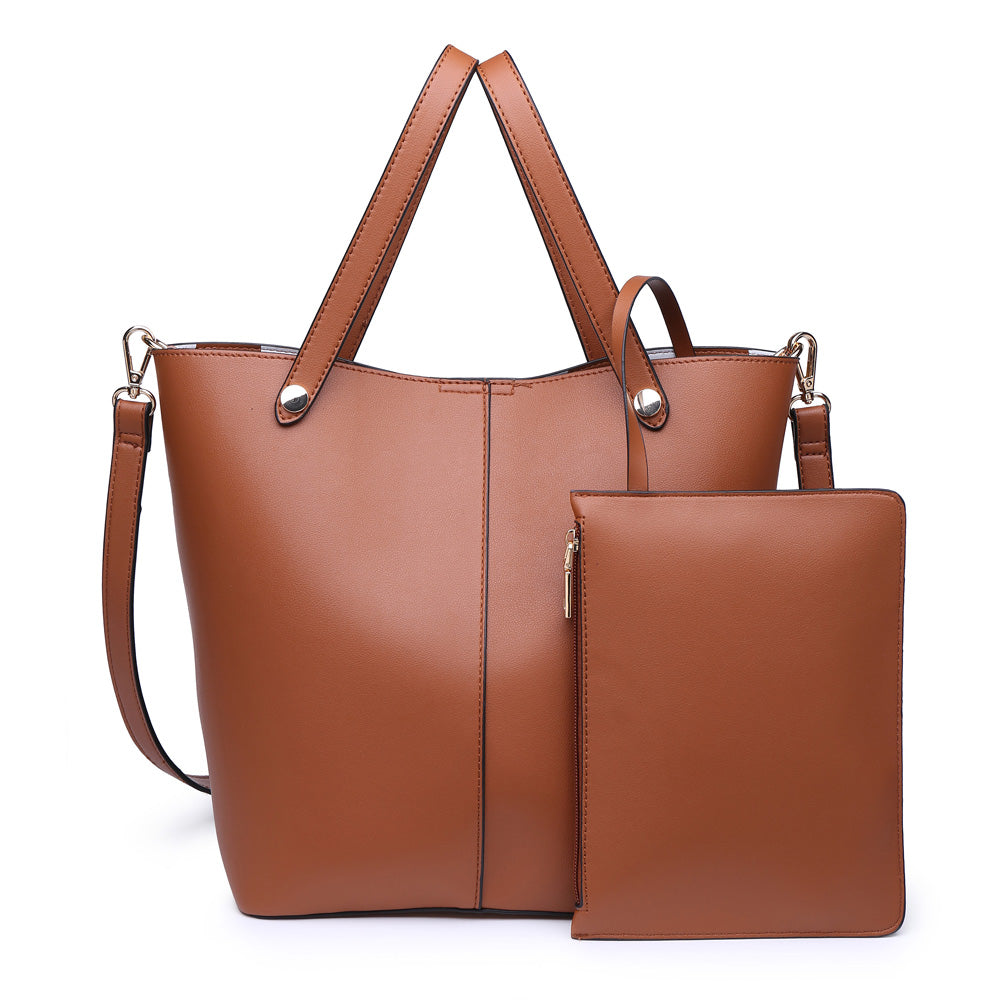 Woman wearing Tan Urban Expressions Carolina Tote NA-840611161680 View 2 | Tan