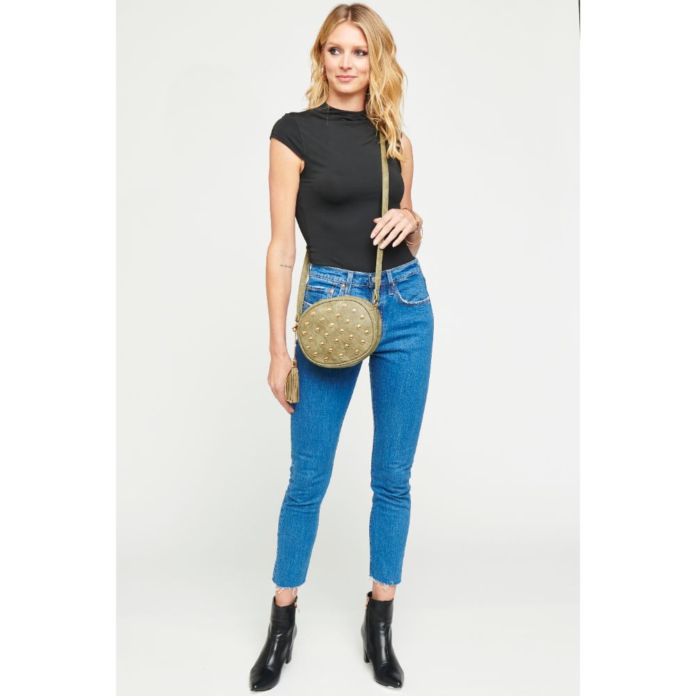 Woman wearing Olive Urban Expressions Delta Crossbody NA-840611133335 View 3 | Olive