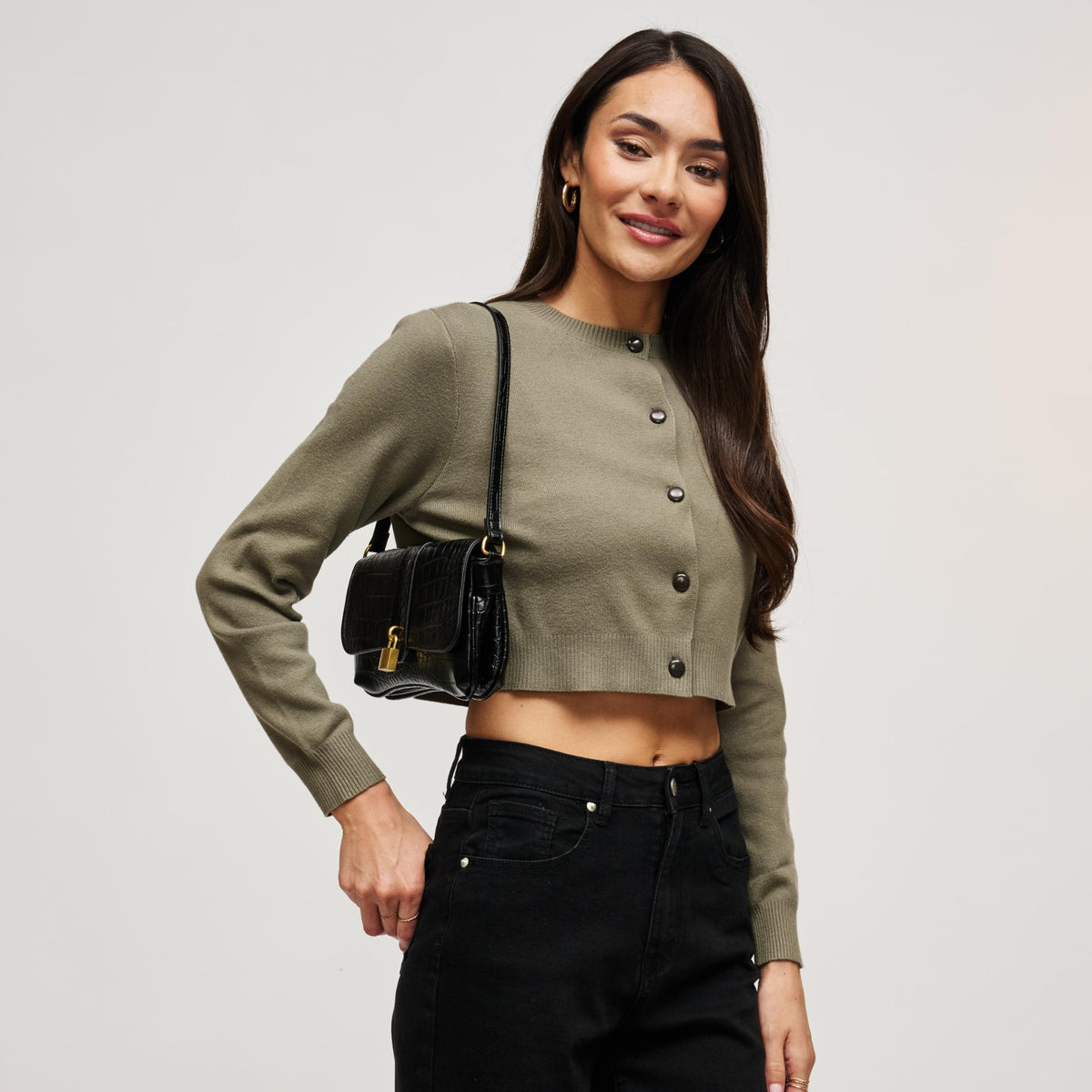 Woman wearing Black Urban Expressions Marsilee Shoulder Bag 840504212246 View 2 | Black