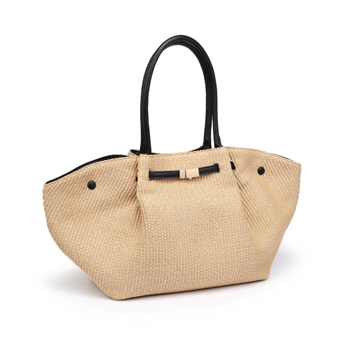 Woman wearing Natural Black Urban Expressions Kaia - Straw Tote 840504205897 View 6 | Natural Black