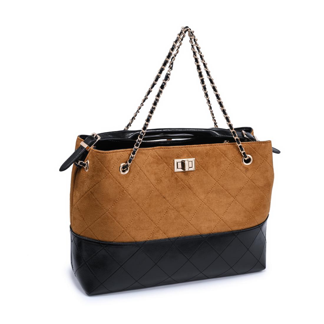 Woman wearing Tan Black Urban Expressions Eliana Tote 840504205552 View 6 | Tan Black