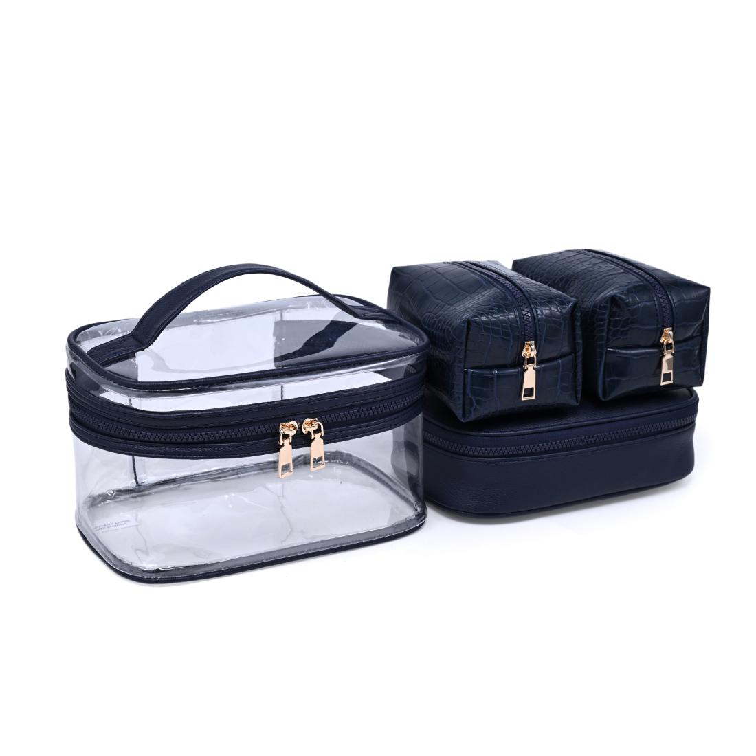 Woman wearing Navy Urban Essentials Croc Chic - 4 Piece Train Case Set 840504215735 View 2 | Navy