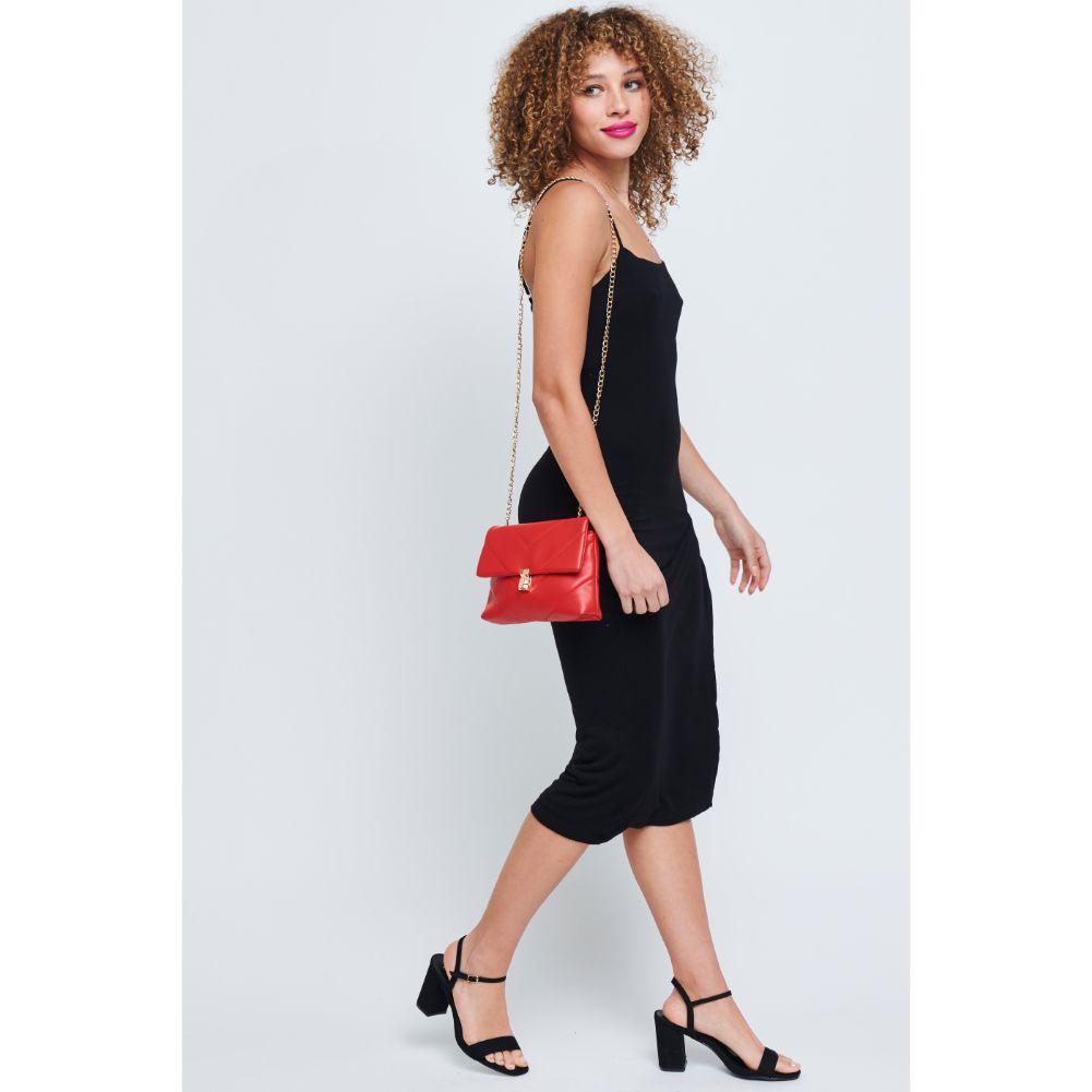 Woman wearing Red Urban Expressions Samantha Crossbody 840611178909 View 3 | Red
