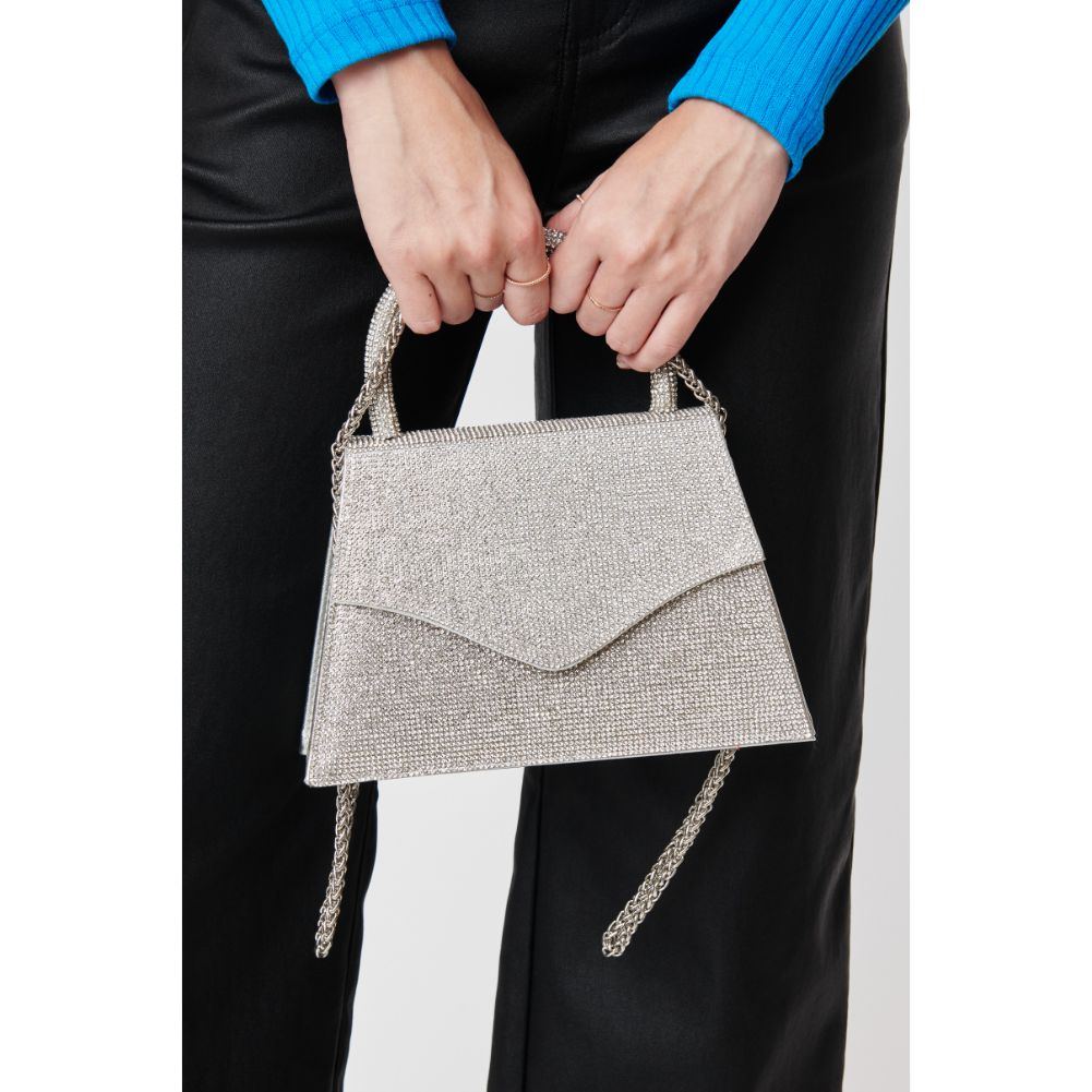 Woman wearing Silver Urban Expressions Bonita Evening Bag 840611104427 View 4 | Silver