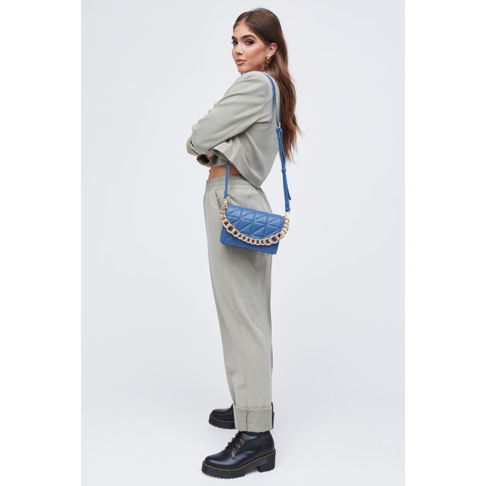 Woman wearing Denim Urban Expressions Alani Crossbody 818209011471 View 3 | Denim