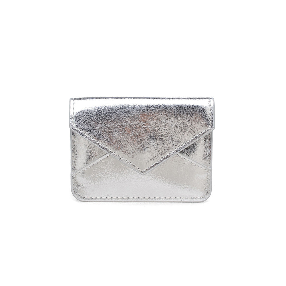 Woman wearing Silver Urban Expressions Fifi Metallic Card Holder 840611119445 View 5 | Silver