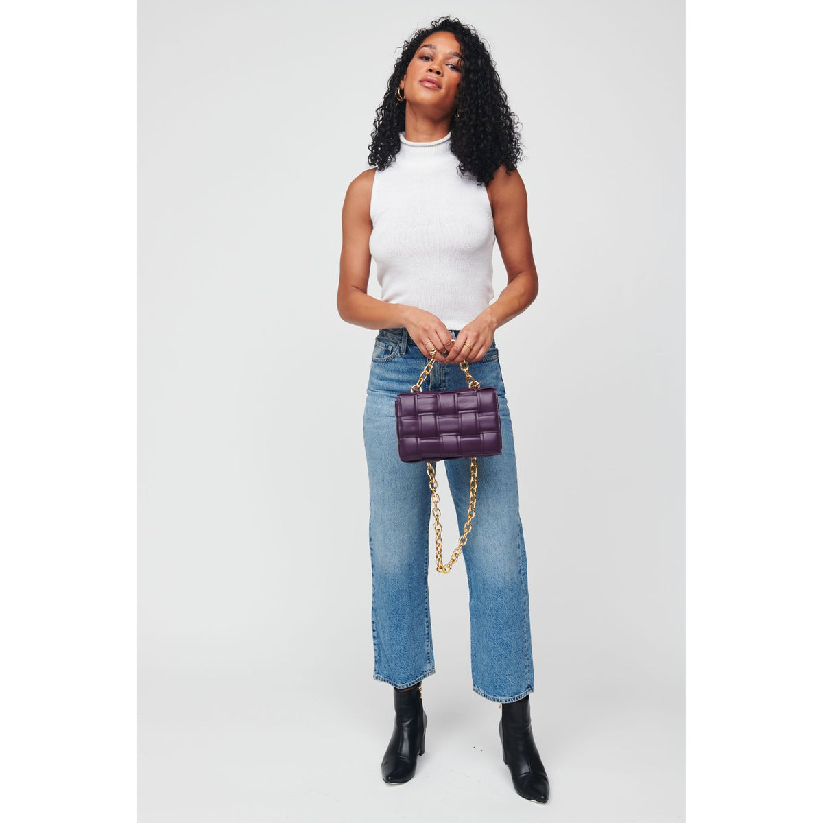 Woman wearing Eggplant Urban Expressions Ines Crossbody 818209012133 View 4 | Eggplant