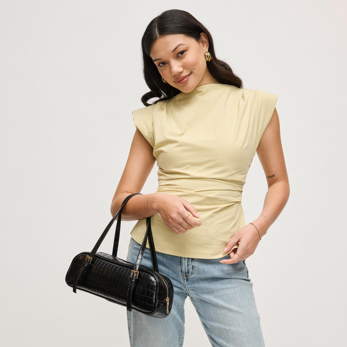 Woman wearing Black Urban Expressions Athena Shoulder Bag 840504206160 View 4 | Black