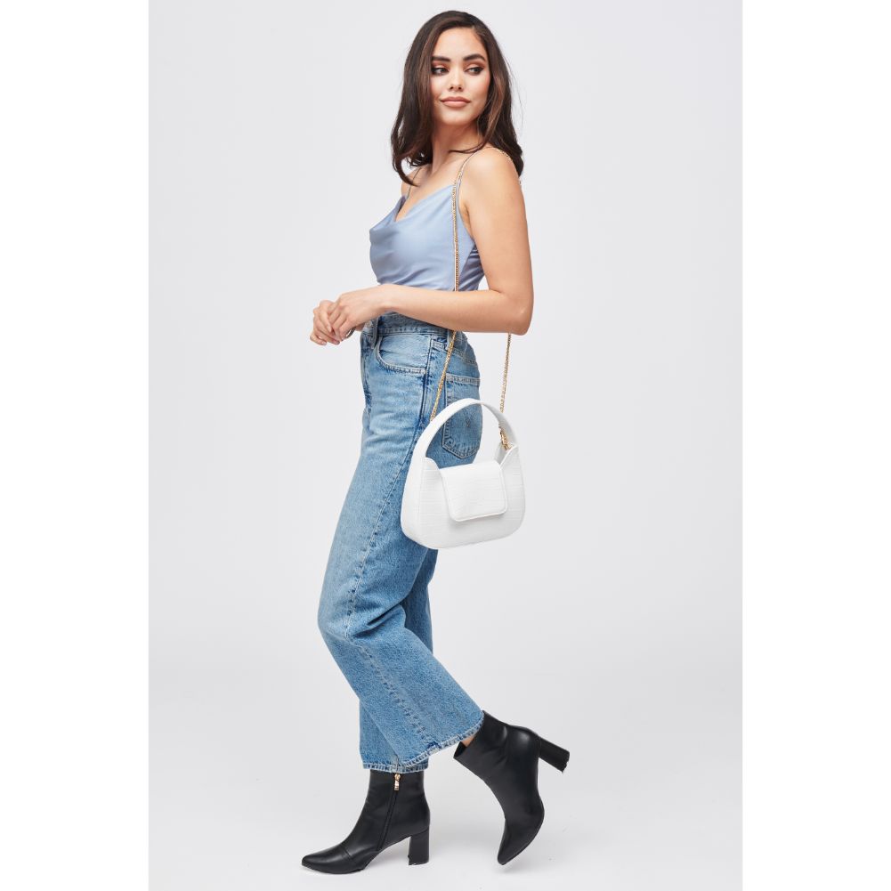 Woman wearing White Urban Expressions Esther Shoulder Bag 840611182463 View 3 | White