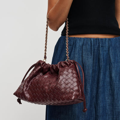 Woman wearing Burgundy Urban Expressions Sawyer Shoulder Bag 840504213601 View 1 | Burgundy