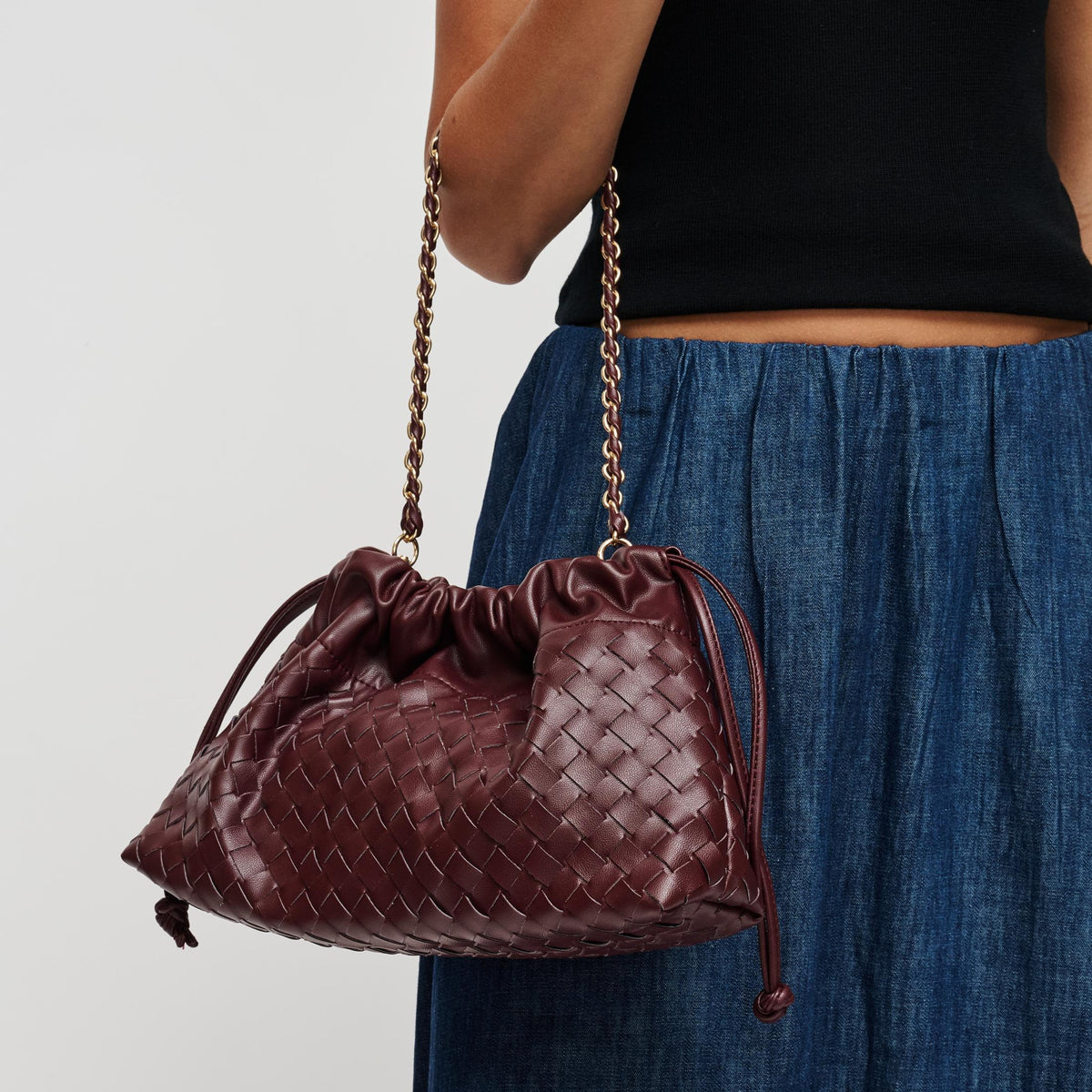 Woman wearing Burgundy Urban Expressions Sawyer Shoulder Bag 840504213601 View 1 | Burgundy